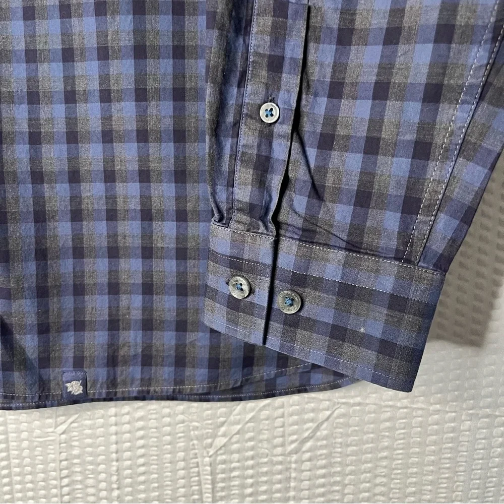 Stone Rose Made In Italy Blue/Grey/Black Check Dress Shirt Size S